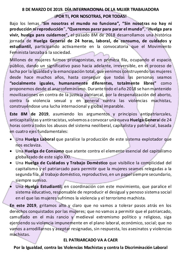 Manifiesto 8M 2019 castellano 2